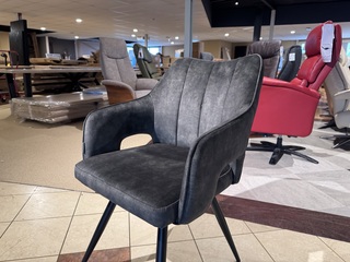 Set van 6 eetkamerstoelen, hunter veloursstof, zwart metalen poten